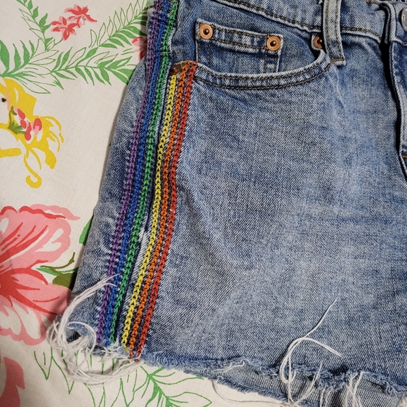 Gap rainbow stitch distressed denim shorts - Picture 3 of 13